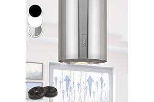 Klarstein Insel-Abzugshaube, Dunstabzug für Arbeitsplatte, 600m³/h Luftstrom, Verstellbare Inselhaube Umluft Freihängend mit Rohr-Design, 3 Stufen, Aktivkohle-Filter Dunstabzugshaube Deckenmontage