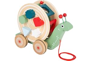 Small Foot 11734 Caracol de Arrastre para Encajar, Madera, Juego motricidad, Aprender a Caminar, a Partir de 12 Meses.
