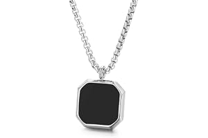 Fashion Frill Men's Jewellery Silver Chain For Men Boys Geometric Stainless Steel Black Silver Locket Pendant Necklace Chain