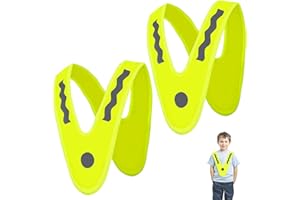 Aohcae 2 Stück Warnweste Kinder, Sicherheitsweste, Leuchtweste Reflektorweste, Reflektierende Weste Warnkragen, Fahrradweste Kinder für Jungen Mädchen Nächtliche Outdoor