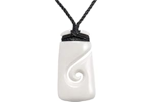 81stgeneration Collana Pendente da Donna Uomo Osso Intagliato a Mano Maori Toki Koru Hei Matau