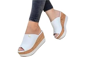 NUSGEAR Nuevo 2021 Chanclas Mujer Cómodo Sandalias Verano Moda Playa Zapatos de plataforma Cuña Zapatillas planas Sandalias de Punta Abierta casual Fiesta Tacones Altos Sandalias Vacaciones