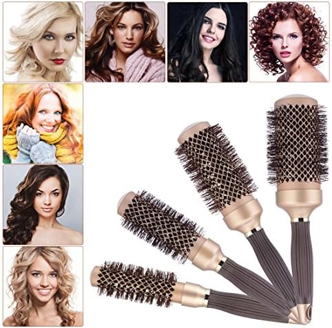 4pcs Different Sizes Ceramic Round Brush Set, Ionic Thermal Hair Styling Brush, Hair Dryer Heat Comb for Drying Curling Styling (4 sizes)