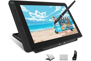 HUION Kamvas 13 Tableta Gráfica con Pantalla, Monitor de Dibujo Gráfico de 13,3 Pulgadas,120% sRGB, Lápiz PW517, con Ajustable Soporte, Ideal para Trabajar Desde Casa y Aprendizaje Remoto, Verde