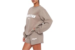 GENERIC Women's Two Piece Hoodies Tracksuit, Womens White Fox Tracksuit Oversized Two Piece Outfit Tracksuit Set Long Sleeve Pullover and Loose Long Sweatpants Jogger Track Suit Ladies Gym Activewear