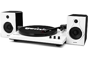 Gemini Sound Sistema musicale giradischi stereo Gemini TT-900BB - Trasmissione a cinghia - Ingresso Bluetooth - Altoparlanti stereo doppi da 50 Watt - Adattatore 45 incluso bianco