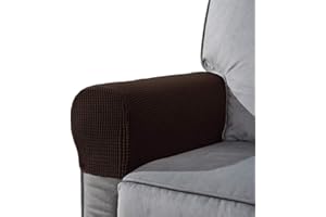 NEKOSUKI Arm Rest Covers Set, Set of 2 Stretch Armchair Covers for Arms, Spandex Polyester Sofa Arm Caps Non Slip Armrest Covers for Chairs Furniture Protector (Dark Coffee)