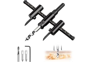 YUANYUU Przecinarka tarczowa do drewna, regulowana, 30 – 300 mm, otwornica regulowana, do metalu, otwornica, regulowany podział otworów, narzędzie do obróbki drewna, tworzywa sztucznego, płyt gipsowo-kartonowych (czarny)