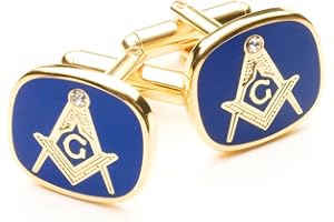 THE MASONIC COLLECTION Gemelos masónicos azules con caja de gemelos G