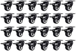 ONLINE BEST SERVICE 24 Pack 50mm Up to 200KG Heavy Duty Castor Wheels With Brake, Rubber Base with Top Plate & Bearing Caster Wheels for DIY, Furniture Trolley Wheels