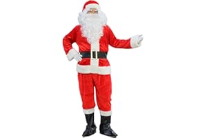BLUCIELO Weihnachtsmann Kostüm komplett Deluxe Nikolauskostüm Santa Claus-Erwachsenenkostüm für Weihnachten - Kostüm für Nikolaus Herren & Männer