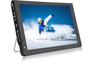 12 Pouces Téléviseur Numérique, Téléviseur Enregistreur Portable avec TNT, Support Port USB, Fente pour Carte SD/MMC Batterie Interne, Petite Television avec Prise, Téléviseur Camping Car