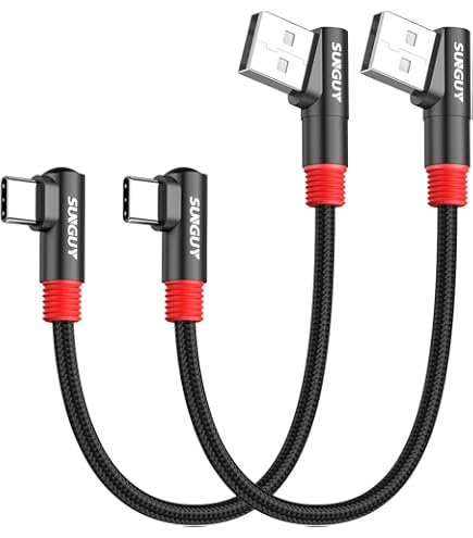 Aceyoon USB-C Kabel 30 Cm – 90° Hoek, Nylon Gevlochten, Snel Opladen 3A