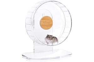 Niteangel Roues d'exercice Ultra-silencieuses pour Hamsters - Roues de Course silencieuses avec Support Ajustable pour Hamsters, gerbilles, Souris ou Autres Petits Animaux (Petit Format, Transparent)