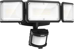 LEPOWER Battery Powered LED Flood Light Outdoor,1500LM Motion Sensor Security Lights,5000K, IP65 Waterproof,Wireless Flood Light Battery Operated,3 Head Motion Detector Lights for Garage,Yard,Porch