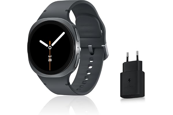 Samsung Galaxy Watch8, Montre Connectée, Coach Running, Coach Sommeil, Galaxy AI, Bluetooth, 40mm, Graphite, Chargeur Secteur Rapide 25W Inclus, Version FR