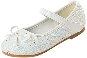 YUKQEYLE Glitzer Schuhe Mädchen Prinzessinen Schuhe Ballerinas Kinder Glitzer Ballerinas Mary Jane Flache Schuhe Kristall Sandalen Hochzeit Partei(28EU-Rosa)