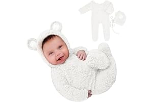 Kunyeah Body de forro polar para fotografía de bebé, con sombrero, accesorio para fotografía de recién nacido, para 0-3 meses