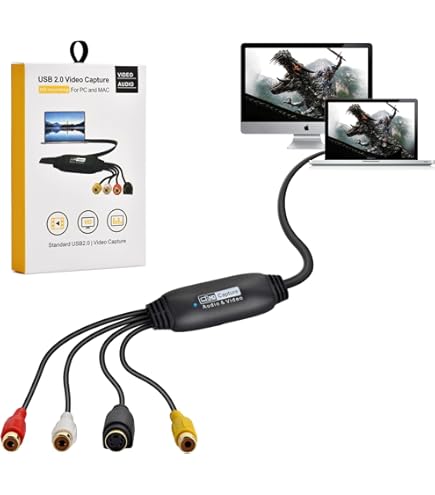 TechSide Analoog Digitale VHS-converter Nieuwe versie Mac/pc 2024 Gouden contacten Compatibel Monterey Big Sur Catalina Windows 11 USB 2.0 Audio/Video Grabber Vastleggen Oude VHS converteren
