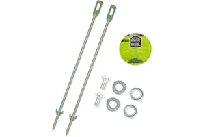 ANDCHI 2-Piece Sign Posts Ground Spike Metal Stakes 43 cm Metal Sign Holder Tent Peg for Mounting Garden Signs Tent Climbing Plants (Green X2)