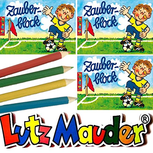6x Zauberblöckchen * FUSSBALL * in DIN A7 als Mitgebsel für Kindergeburtstag von Lutz Mauder // Fussballer Fritz Flanke Party Zauberblock