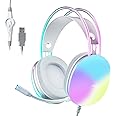 AULA Gaming Headset for PC, with Noise Canceling Microphone, RGB Rainbow Backlit, Virtual 7.1 Surround Sound, 50mm Driver, Soft Memory Earmuffs, USB Wired Computer Game Headset, Green, S505