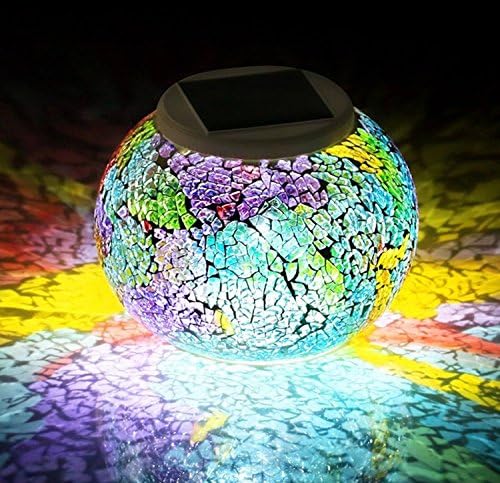 Solar Powered Mosaic Glass Ball LED Glass Jar,Solar Table light,Solar Night Lights, Garden Lights,Waterproof Solar Table Lamps for Home, Yard, Patio, Party Decorations