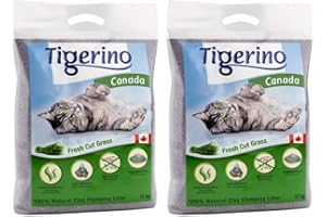 Tigerino Canada Fresh Cut Grass Clumping Clay Cat Litter 24KG A Scented Antibacterial Disposable And Hypoallergenic Hygiene Litter With Smell Control Formula