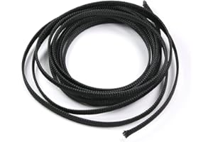 Othmro Gaine de câble électrique tressée extensible haute température 3 m x 6 mm Noir 1 pièce