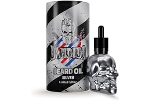 Bandido Aceite para barba para el cuidado diario de la barba de 3 días o barba completa, aceite de barba como regalo para hombres, 40 ml con dispensador de pipeta, diseño de calavera, sérum para