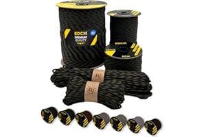 ‎EDCX EdcX Paracord 4mm, 20+ militarnych kolorów (15m, 30m, 50m, 100m, 300m) | Idealny na kemping, survival, outdoor, rękodzieło, majsterkowanie | 100% nylonowa lina 4mm | Linka Taktyczna 550 Typ III