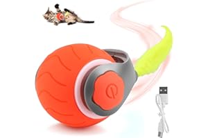 jwogngls Elektryczna zabawka dla kota, Magic Ball pies z ogonem, inteligentna interaktywna piłka do zabawy dla kotów, interaktywna zabawka dla psów, ładowana przez USB, dla kotów i psów (pomarańczowa)