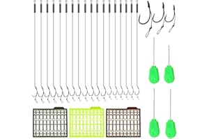 QINERSAW 18 STK 6# 8# 10# Karpfen Angelhaken Karpfen Haar Rigs Karpfen Haken Karpfenrigs Karpfen Boilie Rig Geflochtene Schnur Karpfen Zubehör mit Boilie-Stoppers