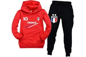 FORLCOOL Jogging Enfant De Football France 2 étoiles Sweats à Capuche Survêtements garçon Sweats à Capuche Pantalons de Sport