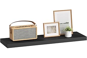 ‎ESITURO eSituro Wandregal, schwebendes Regal für Wandmontage, Schweberegal Hängeregal Wandbrett im Wohnzimmer Schlafzimmer Küche Badezimmer, schwarz modern, MDF, 70x3,8x22,9 cm