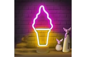 Lampe de nuit Crème glacée LED néon, EAAERR Enseigne lumineuse au néon LED décoration murale veilleuse USB néon à piles, Night Light pour Noël anniversaire salon chambre à coucher enfants
