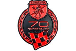 DYQCD 1 Pezzi Auto Emblem Adesivo per Abarth 70th Anniversary Scorpion Stemmi e Decorazioni Auto Styling Carrozzeria Decorazioni Auto Decalcomania Badge,BlackRed