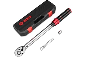 VANPO Klucz dynamometryczny 1/2", 20-220NM Zestaw kluczy dynamometrycznych z przedłużeniami 125 mm, adapter 1/2" do 3/8", klucz dynamometryczny do kół samochodowych, motocykli i ciężarówek