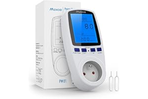 Wattmètre Prise Compteur d'Énergie Numérique, Maxcio Consommation d'Énergie avec 7 Mode et l'écran LCD, Surveillance de l'Énergie pour Les Gros Appareils Électriques