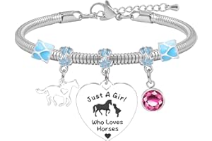 YELUWA Bracelet Chien/Cheval Pour Filles Femmes, Bracelets Animaux Juste Fille Aime Les Chiens/Cheval, Anniversaire Remise De Diplôme Noël Cadeau Pour Filles Amoureux Animaux Amis Fille Sœur