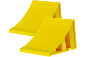 QWORK® 2 Pièces Cale De Roue Plastique 200x120x110 mm, Cales De Remorque, Adaptées Aux Remorques De Caravane, Jaune