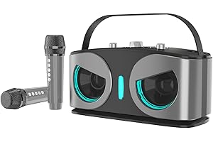 GAOGODOT Cassa Bluetooth Karaoke con Microfono, Altoparlante Bluetooth Portatile Microfoni Wireless Karaoke con Megafono e Luci LED per Adulti e Bambini, Partybox Cassa Bmplificata Sistema PA per Feste,Esterno