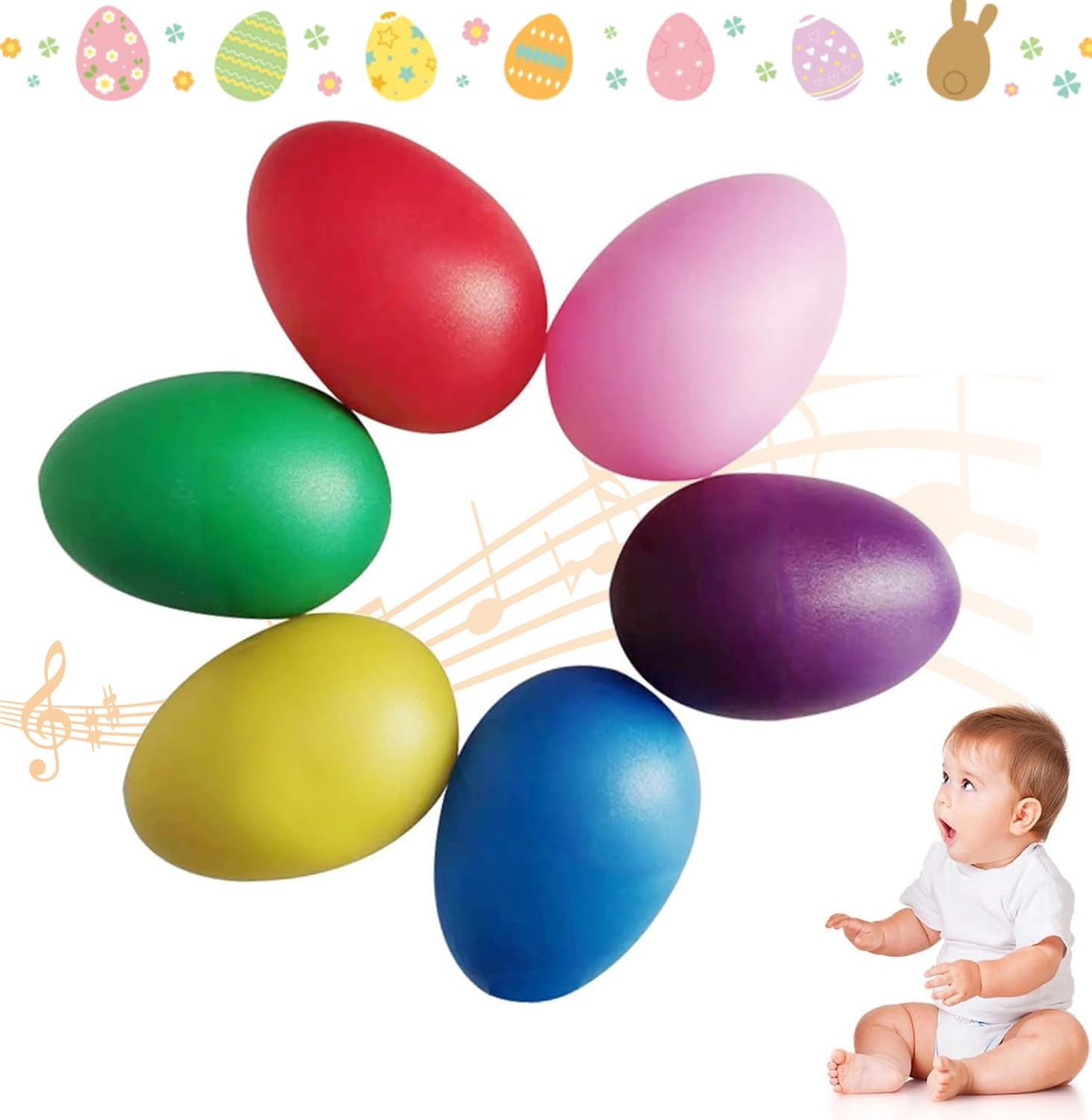 Shaker de Huevo,Maracas de Huevo,Maracas en Forma De Huevos,Huevos Musicales para Fiesta Infantil Cesta de Pascua Caza de Pascua,Musikinstrument Egg Shaker(6 Stück)