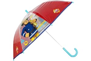 VADOBAG Feuerwehrmann Sam Umbrella | Red Transparent Children's Umbrella 61 cm, red, 61 cm, Modern