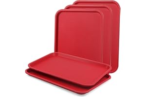 LEXININ Confezione da 5 vassoi in plastica per fast food, 41 x 30 cm, colore rosso, rettangolari, per ristoranti, caffetterie, bevande, cibo