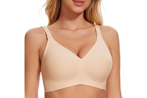 Vinfact Nahtloser BH Damen Ohne Bügel Push up BH Damen Große Brüste Starker Halt V-Ausschnitt Bügelloser BH Seamless Bequem BH T Shirt Schlaf BH Gepolstert Bralette