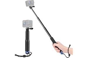 VKESEN 49cm Palo Selfie Sumergible para GoPro, Selfie-Stick Extensible para GoPro Hero 13/12/11/10/9, dji Osmo Action 5 Pro/4, Insta360 Ace Pro, AKASO EK7000/V50 X y Otras Cámaras de Acción