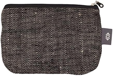 Handmade Black Canvas Cosmetic Case - 100% Flax Linen Small Makeup Bag Coin Purse - Womens Purse Pencil Case | Handcrafted by ThingStore