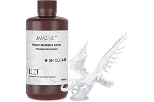 Resina per stampante 3D, JAMG HE 10K Water Washable Resin for LCD DLP SLA 405 nm Stampante UV Curing Photopolimero Rapid High Precision Low Odor Standard Resin (alta trasparenza)