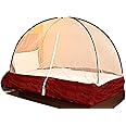 Onlinetree Mosquito net Single Bed 6 x 3 Size | macchardani Single Bed | 30GSM Durable Polyester Mesh | Mosquito net 3x6 feet | PVC-Coated Corrosion-Resistant Steel Wire | Portable & Light - Peach